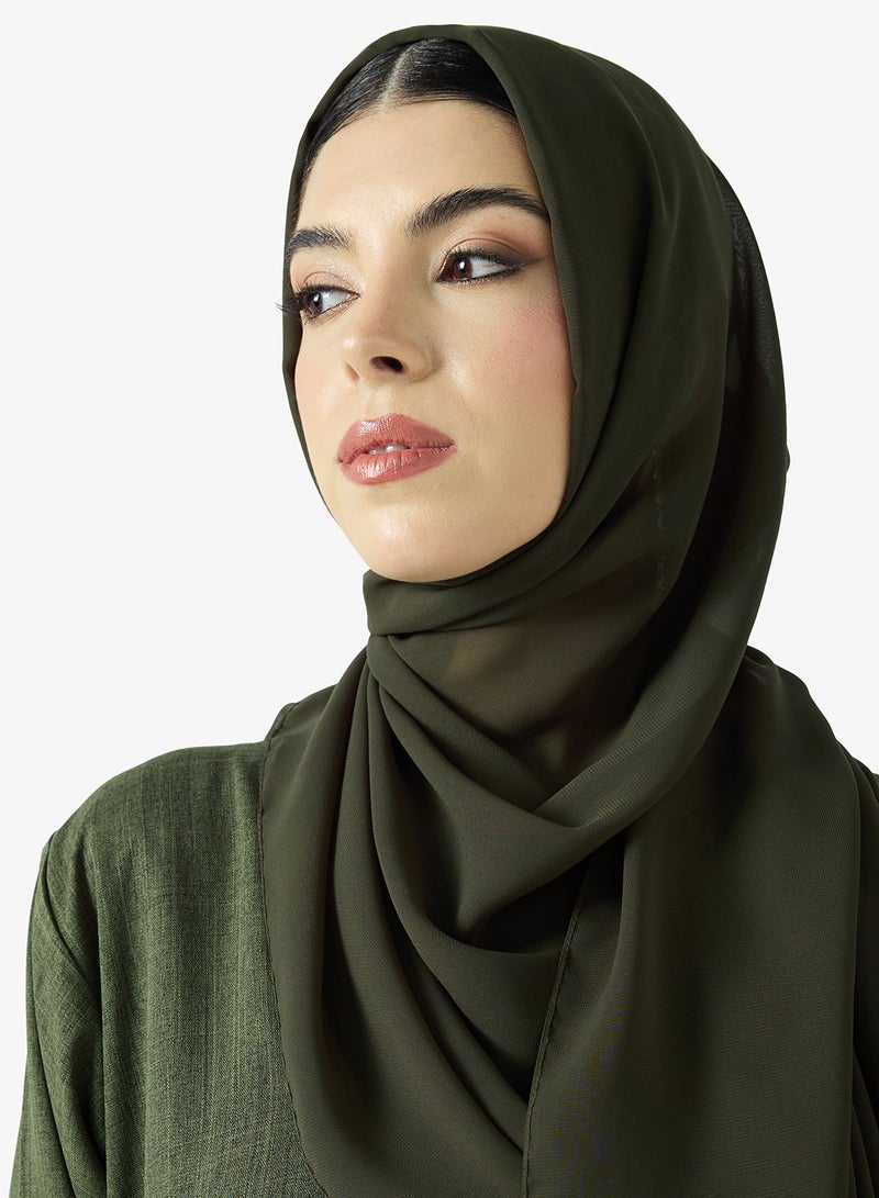 hayas closet Embroidered Abaya With Sheila - Image 4